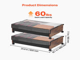 Under Bed Storage with Wheels, 25.6 x 18.1 x 7.1 inch Rolling Containers, Underbed Organizer with 95439145