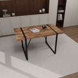 55 " dining table modern rural industrial rectangular MDF dark wood, 4-6 people, 1.5" thick W2189P168378