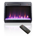 ZUN 23 inch electric fireplace insert, ultra thin heater crystal & realistic flame, remote control W1769110507