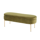 Chloe Contemporary/Glam Storage Bench in Gold Metal and Green Velvet by LumiSource B202P223454
