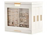 Elegant 4-Drawer Jewelry Box with Clear Front & Pink Velvet Interior White Storage Cabinet for 74850541