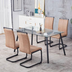 ZUN Modern Dining Chairs, Technology cloth High Back Upholstered Side Chair with C-shaped Tube Black W115149179