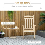 ZUN 2 Pieces Wood Patio Bistro Set, Outdoor Rocking Chair Set with Armrests High Back Rocking Chair W2225142477