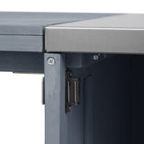 K&K 66.5" Outdoor Kitchen Island for Big Green Egg Grills, Solid Wood Outdoor Grill Cart for N707P250629G