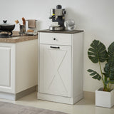 ZUN WF002 TC1-7034K Single Door Trash Cabinet Tilt Trash Cabinet Kitchen Trash Can - Splice Wood White W308106403