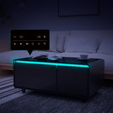 ZUN Modern Smart Coffee Table with Built-in Fridge, Bluetooth Speaker, Wireless Charging, Touch Control W1172P175395