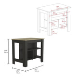 Cala Kitchen Island, Four Legs, Three Shelves -Black / Light Oak B20092006