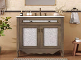 30" Antique Pattern Bathroom Vanity with Rectangle Ceramic Sink, Bathroom Vanity Cabinet with N817P245319L