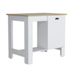 ZUN Atenea Kitchen Island, Single Door Cabinet, Shelf White / Macadamia B070P214570