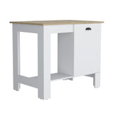 ZUN Atenea Kitchen Island, Single Door Cabinet, Shelf White / Macadamia B200P239597