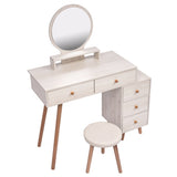 ZUN CRAZY ELF Makeup Vanity Table with Cushioned Stool, Large Capacity Storage Cabinet, 5 Drawers, Large W93642092