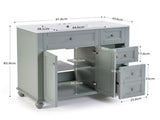 36" Blue Grey Bathroom Vanity with Ceramic Sink - Soft-Close Drawers, Solid Wood Frame, W2896P344088