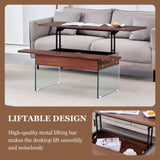 ZUN Multifunctional Lift Top Coffee Table -Dark Wood Color Grain Sticker, Essential for Modern W2920P226074