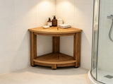 Corner Shower Bench 16.5" Height 12.8" Radius, 350 LBS Capacity with Storage Shelf, Water 00438793