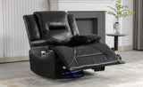 360&deg Swivel and Rocking Home Theater Recliner Manual Recliner Chair with a LED Light Strip for WF323621AAB