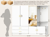 Wardrobe with 5 Doors 2 Drawers 2 Open Shelves Particleboard Unit with 1 Mirrored Door and 4 Hooks 32021789