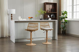 ZUN Set of 2 Rattan Bar Stool, 360 Swivel Bar Chair, Counter Height Chair with Footrest for Kitchen, W1752P217910