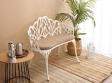 Tulip Patio Garden Bench Metal Park Bench Cast Aluminum Outdoor Furniture with Floral Rose for 57566526