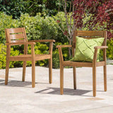STAMFORD Dining Chairs Set of 2,Acacia Wood Patio Armchair,for Backyard, Poolside, Garden,Teak N762P251941A