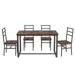 ZUN Five-piece set table and chair with backrest, industrial style, solid structure W57868875