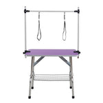 ZUN 42" Folding Dog Pet Grooming Table Stainless Steel Frame Rubber Mat on Board with Adjustable Arm and 01297453