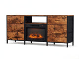 Electric Fireplace TV Stand, Rustic Weathered Wood, 147.323079.4cm, Embossed Melamine MDF, 6 86799417