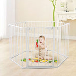 ZUN 6-Panel Metal Baby Playpen Fireplace Safety Fence w/ Walk-Through Door in 2 Directions, 5-in-1 Extra W2181P154903