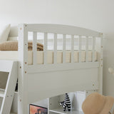 ZUN Loft bed with shelf with desk inclined ladder white twin wooden bed pine particle board N101 USA 82266150