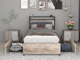 ZUN Twin Bed Frame, Storage Headboard with Charging Station, Solid and Stable, Noise Free, No Box Spring W2129P272269