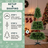 6FT Christmas Tree with 490 Tips Artificial Plant PVC Green Leaf Tree Sturdy 4-Leg Stand for Indoor 13185798