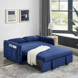 55" Modern Convertible Sofa Bed with 2 Detachable Arm Pockets, Velvet Loveseat Sofa with Pull Out W119363992