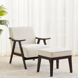 ZUN Accent Chair with Ottoman, Upholstered Mid Century Chair and Footrest, Solid Wood Arm Chair, Living W2975P223178