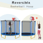 ZUN 5.5FT Trampoline for Kids - 65" Outdoor & Indoor Mini Toddler Trampoline with Enclosure, Basketball 06871922