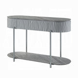 Grey High Gloss and Chrome Sofa Table with Bottom Shelf B062P209133