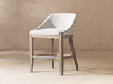 Newport 30.5" Coastal Curved Back Upholstered Barstool, Two-Tone Neutral Gray Polyester Wool Blend B2719P391775