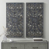 Distressed Carved Wood 2-piece Wall Decor Set B03598797