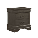 Classic Louis Philippe Style Stained Gray Finish 1pc Nightstand of 2x Drawers Traditional Design B01153386