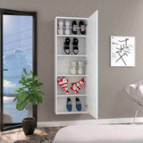 Wall Shoe Rack 54" H, One Mirror, One Door, Five Internal Storage Shelves, Approximate Capacity for B097132916