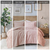 King/Cal King Embroidered Medallion Faux Fur Ultra Plush Comforter Mini Set B03597038