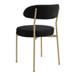 ZUN Boucle Upholstered Dining Chairs with Curved Backrest & Gold Metal Legs Set of 2, Black W2740P214382