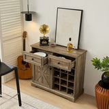 ZUN Farmhouse Liquor Cabinet Bar Cabinet with 2 Drawers, Wine Bar Cabinet with Removable Wine Racks W1758P210364