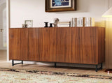 Mid-Century Modern Walnut Sideboard Buffet Cabinet, 59*16*33 inches Geometric Carved Storage Cabinet W3867P373415