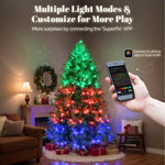 ZUN 7.5 FT Pre-lit Artificial Christmas Tree, APP Controlled Xmas Tree Hinged Branches with 400 RGB 09504553