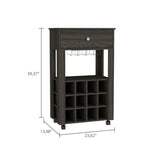 Espresso 1-Drawer 12-Bottle Wine Cabinet Carbon B06279977