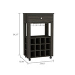 ZUN Espresso 1-Drawer 12-Bottle Wine Cabinet Carbon B06279977