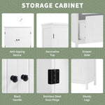 ZUN Bathroom Storage Cabinet, Cabinet with Two Doors and Drawers, Adjustable Shelf, MDF Board, White 98836434