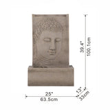 ZUN 25x13x39" High Sandstone Buddha Fountain, Indoor Outdoor Water Fountain with Light W2078124545