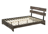 1pc Rustic Queen Platform Bed Slat Headboard Low-profile Bed Frame Brown Finish Contemporary Bedroom B011P331876