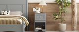 Elegant Design Nightstand with Drawer and Open Shelf for Bedroom, Retro Style Bedside Table with N733P199704E