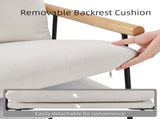 Modern Accent Chair, Comfy Arm Chair with Removable Cushion and Solid Wood Armrests, Linen 47438970
